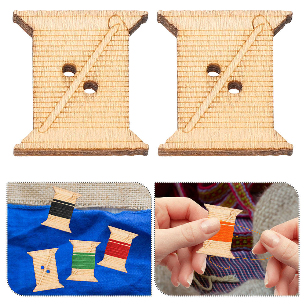 Embroidery Craft - 100Pcs Wooden Thread Winding Boards Natural