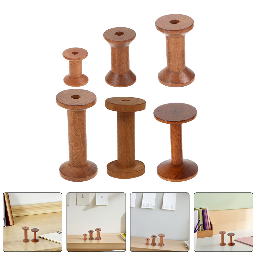 6Pcs Vintage Wooden Thread Spo - Embroidery Craft review and price
