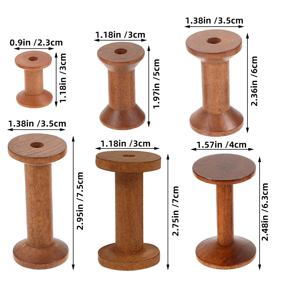 6Pcs Vintage Wooden Thread Spo - Embroidery Craft review and price