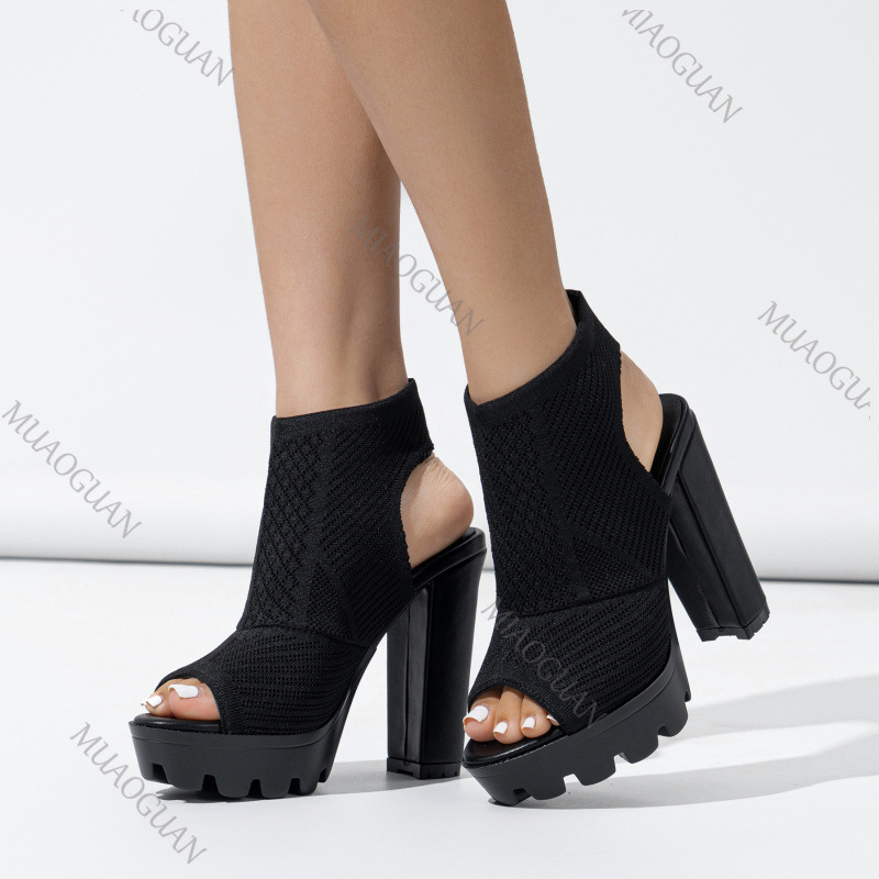 Summer New Women's Heels Shoes - Embellish Knit review and price