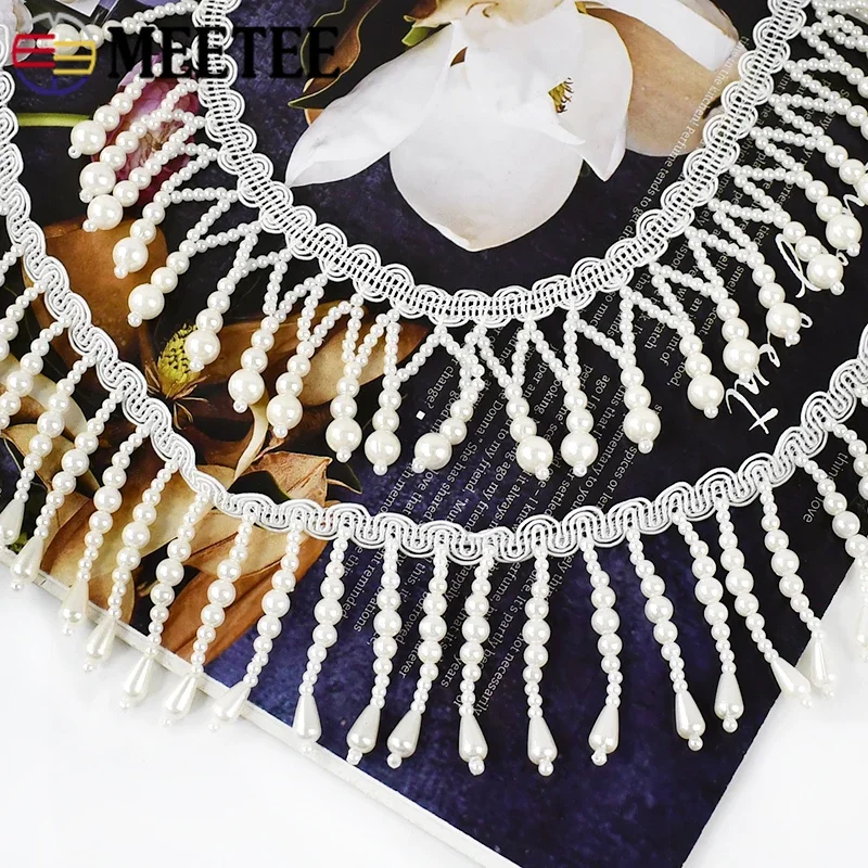 1/2Yards Pearl Beaded Tassel F - Beaded Trim Fringe review and price