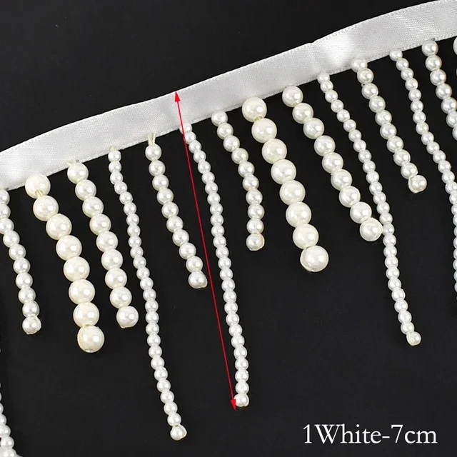 1/2Yards Pearl Beaded Tassel F - Beaded Trim Fringe review and price